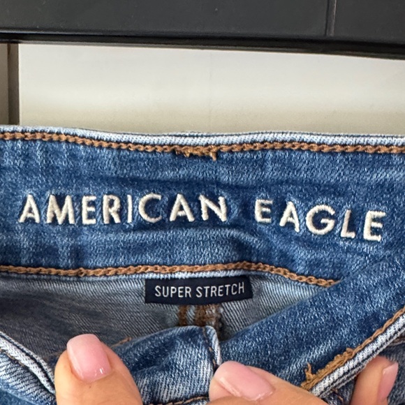 American Eagle Outfitters Blue Distressed Jean Shorts - Picture 3 of 4